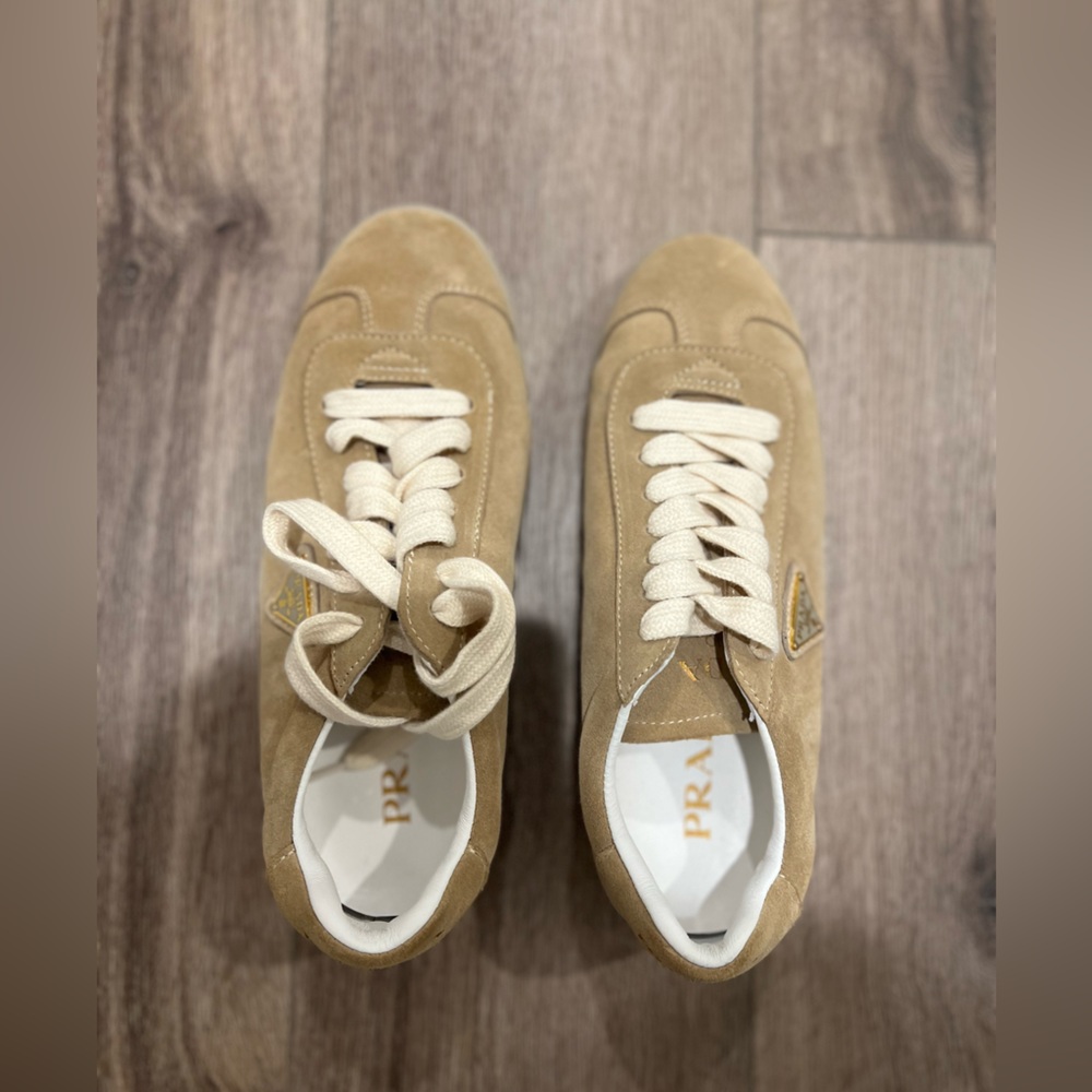 Designer Tan Suede Sneakers